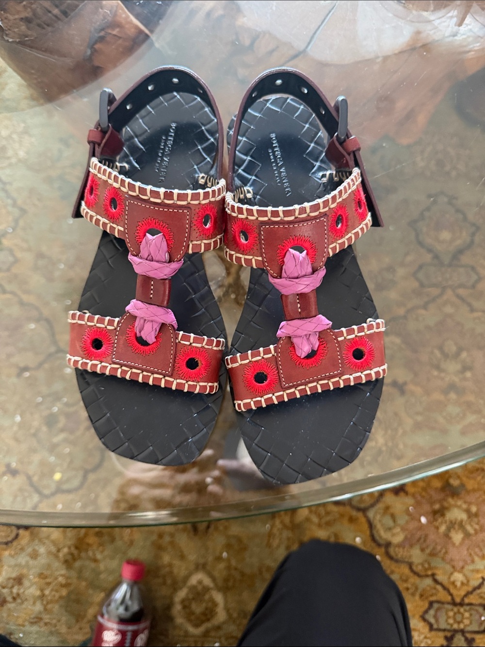 Bottega Veneta Vintage Intrecciato Embroidered Sandals - Size 7 Retail $900)